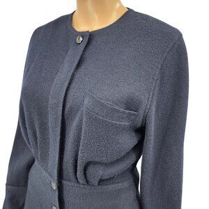Rodier Vintage Womens Navy Wool Blend Cardigan Sweater Size Small